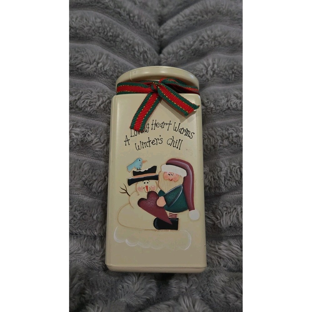 Crazy Mountain Henton Christmas Snowman Santa Ceramic Canister Jar Cream 6.5in